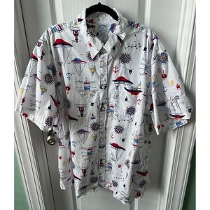 Brooks Brothers Mens‎ Shirt Sailboat Nautical Boat Print Short Sleeve Size XXL